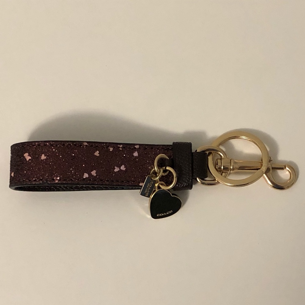 NWOT Coach Glitter Hearts Key Fob